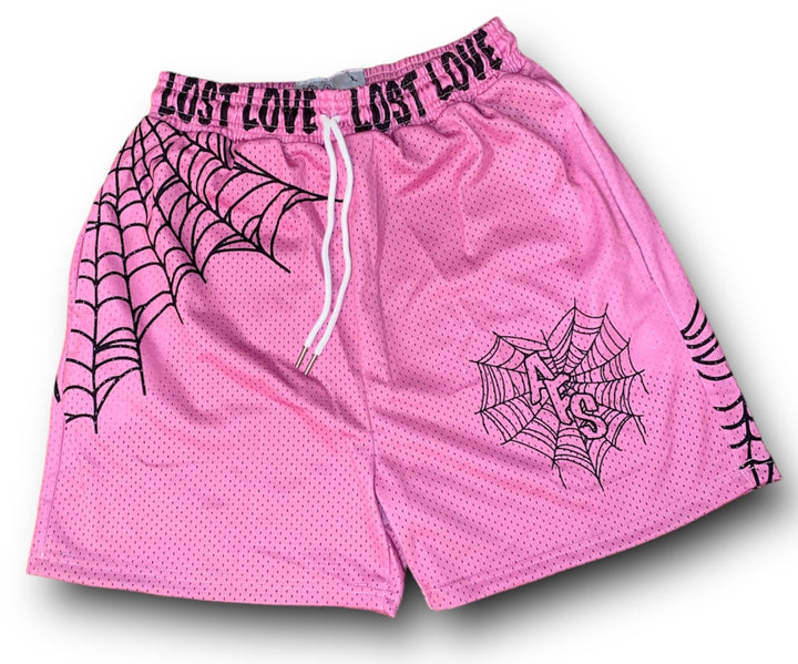 Away From Society Pink Lost Love Mesh Short