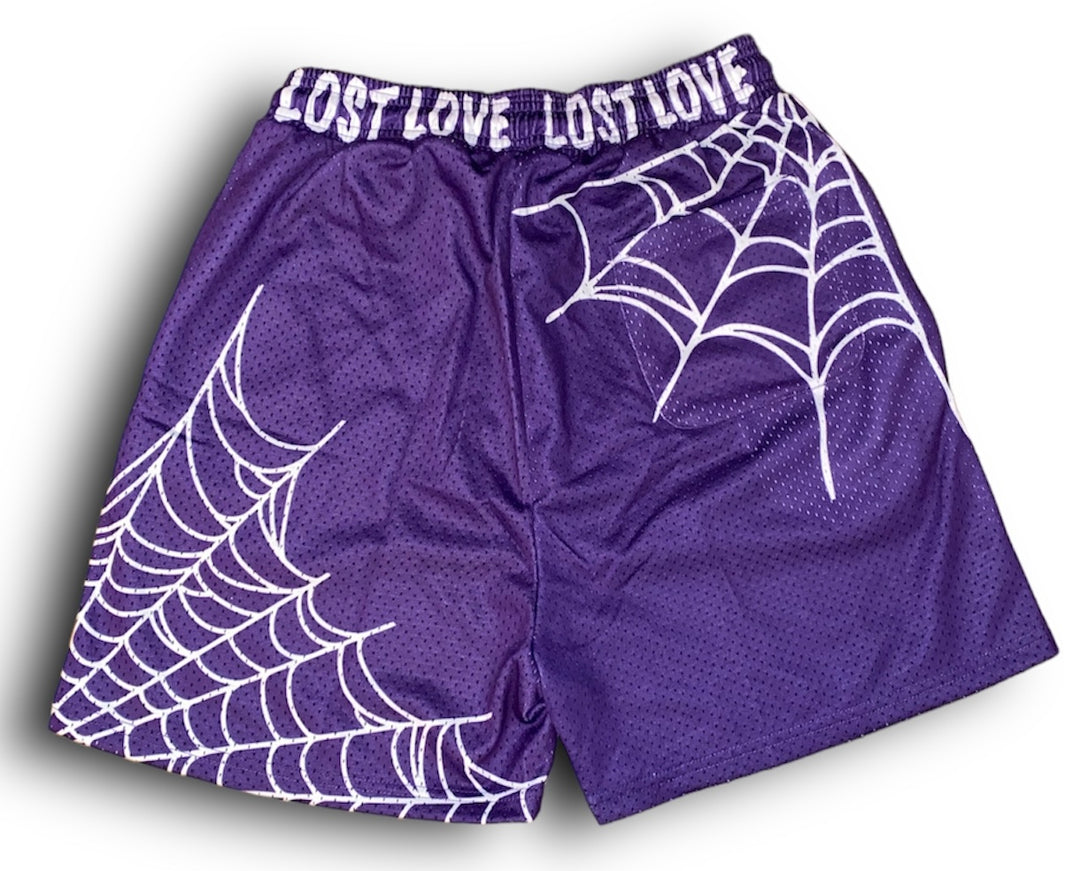 Away From Society Purple Lost Love Mesh Short