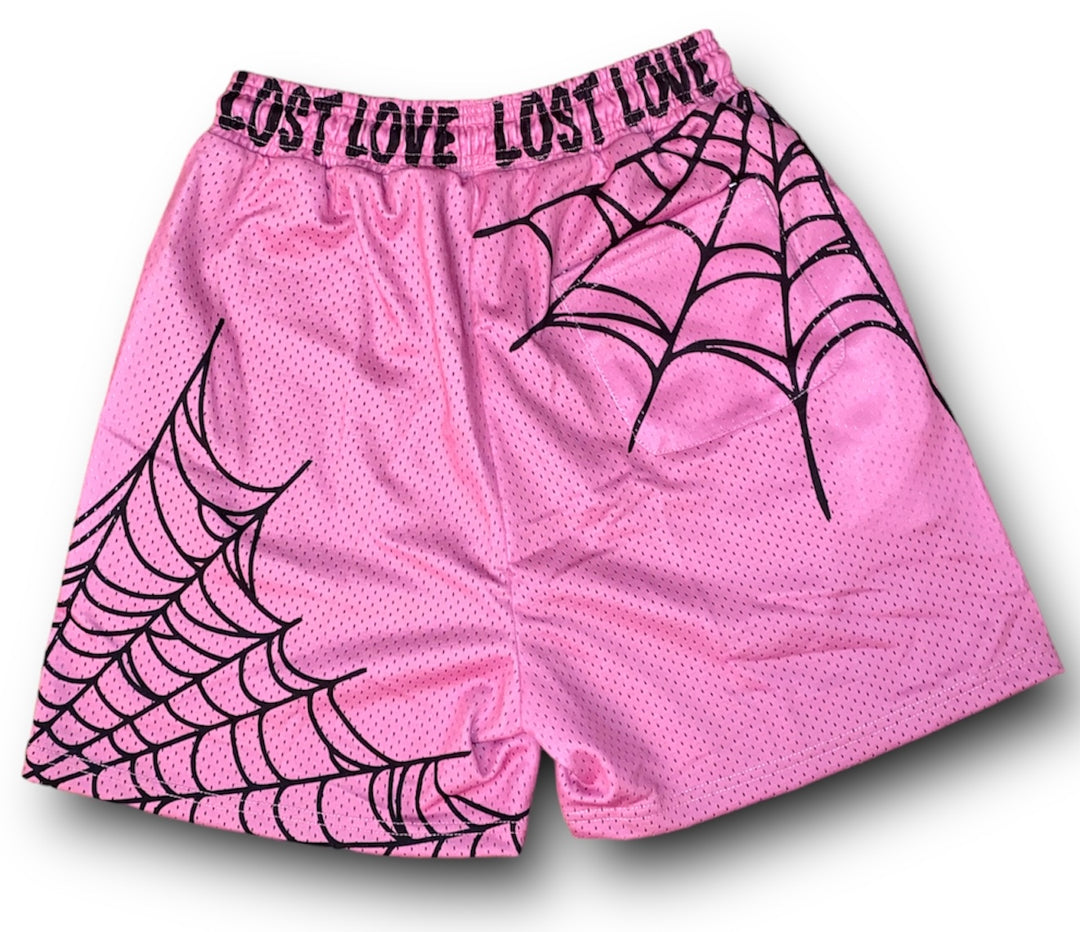Away From Society Pink Lost Love Mesh Short