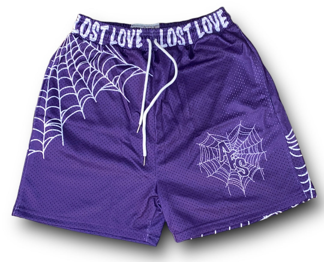Away From Society Purple Lost Love Mesh Short